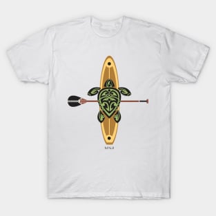 Black & Green Tribal Turtle Stand-Up Wave Rider / Maui T-Shirt